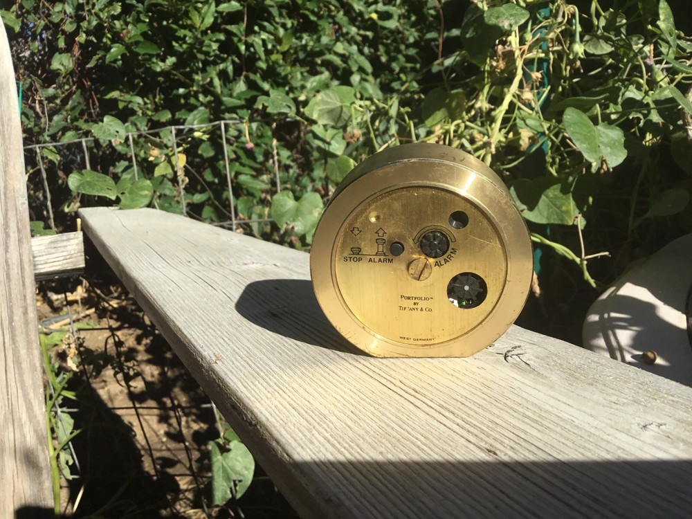 Tiffany & Co Solid Brass Desk Alarm Clock Germany 2.25"