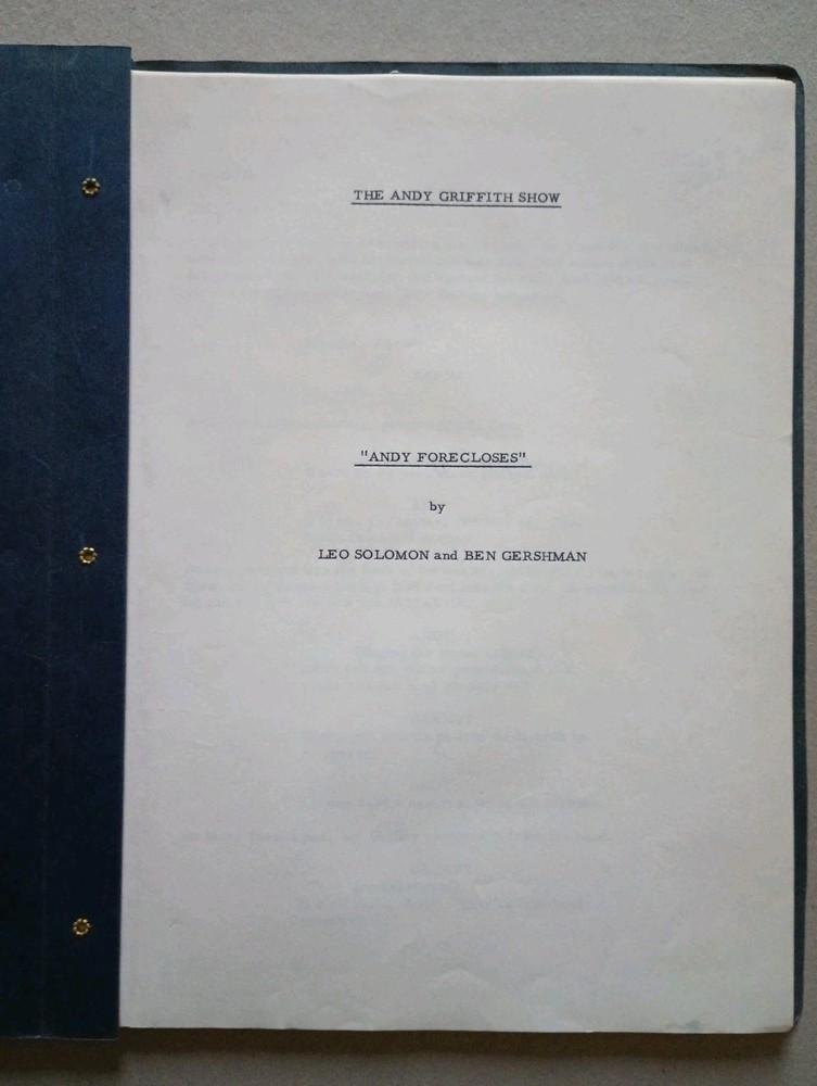 Original ANDY GRIFFITH SHOW TV SCRIPT 'Andy Forecloses' + Handwritten Notes