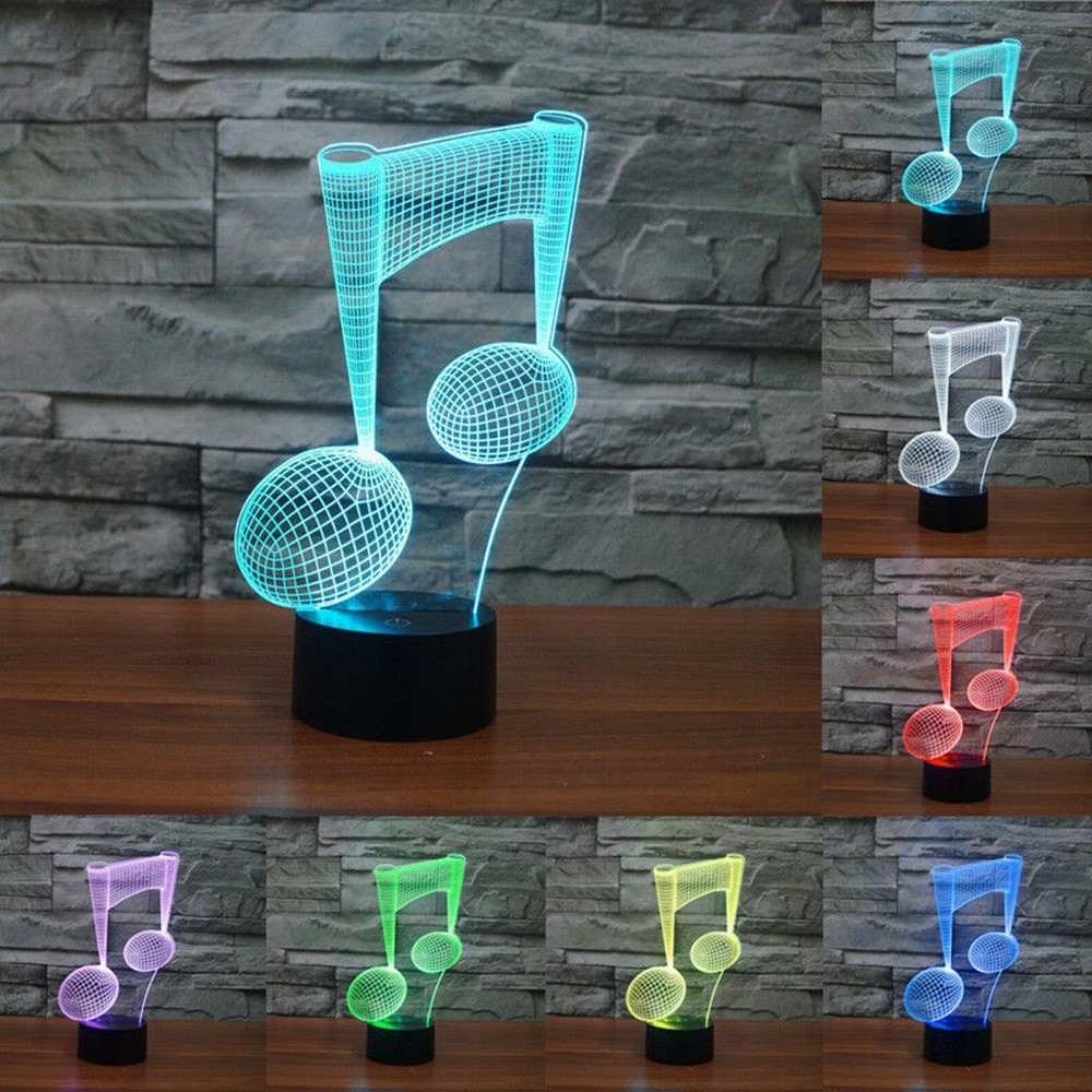 New Music Note 3D LED Night Lights Lamp Multi-Color Acrylic Visual Home Decor E
