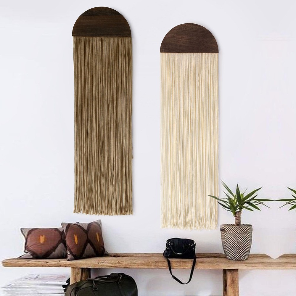 2 Pcs Macrame Wall Hanging Boho Wall Decor Handmade Macrame Art Tapestry Wedd...