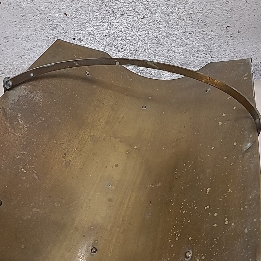 Vintage Rectangular Brass Fireplace Log Holder with Curled Corners