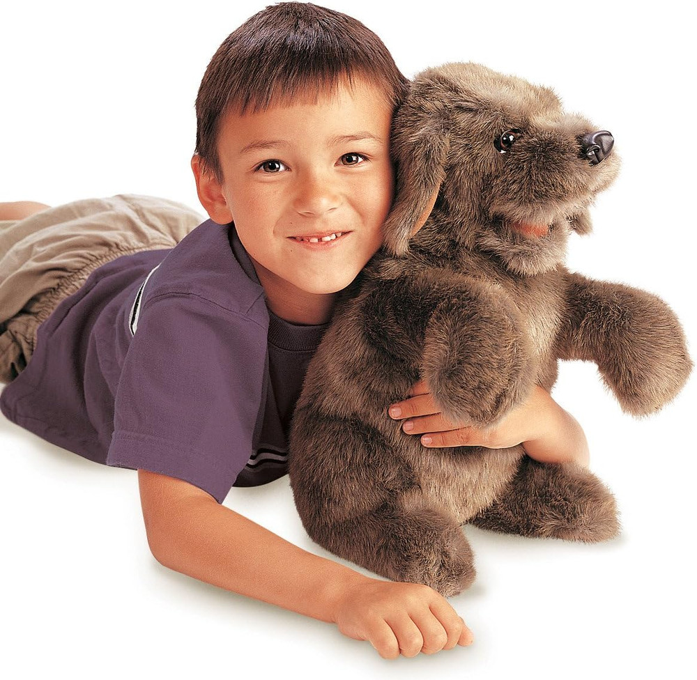 Sitting Dog Hand Puppet, Brown