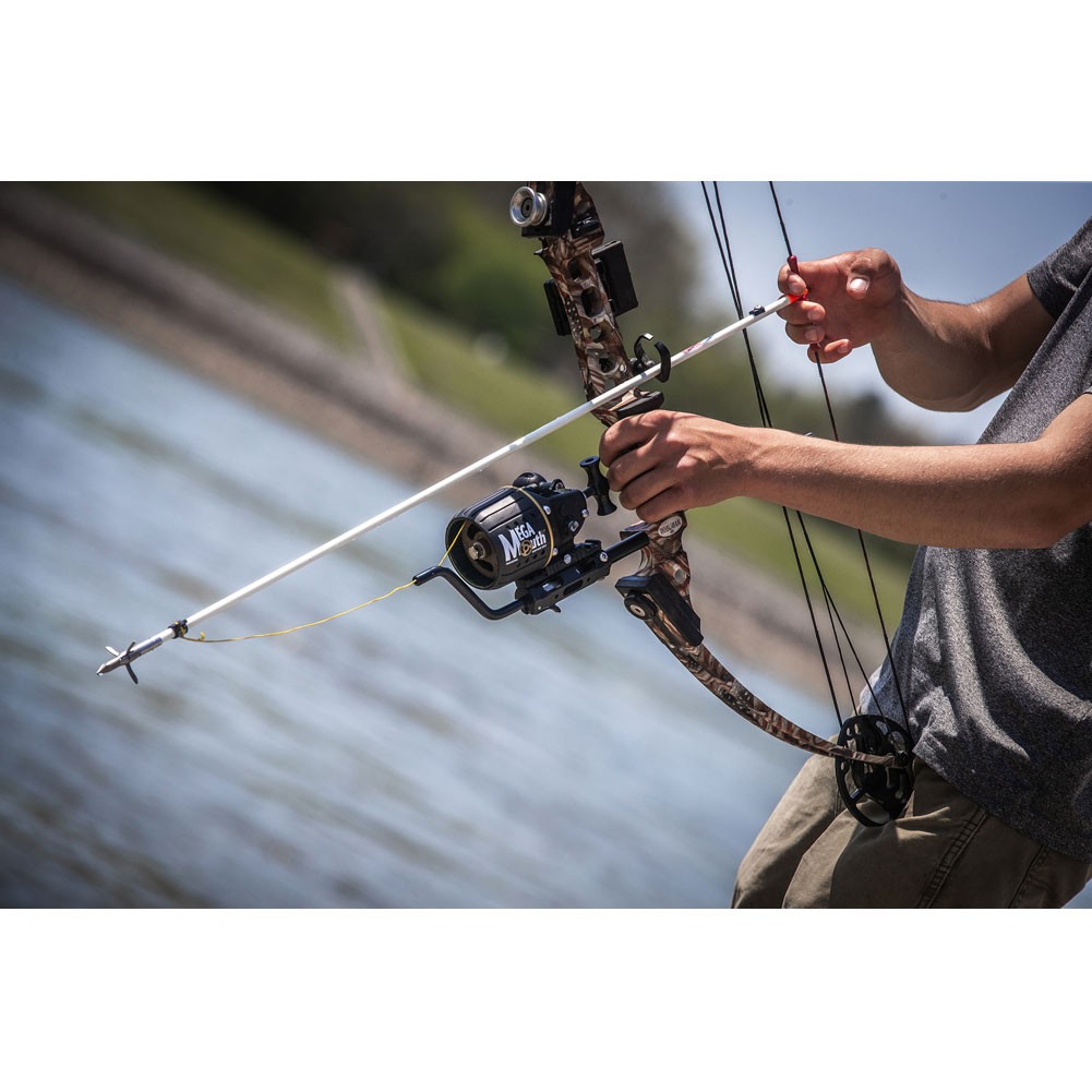 AMS BOWFISHING MegaMouth 2.0 Bowfishing Reel, Hex Through-Tube Rod, Mount