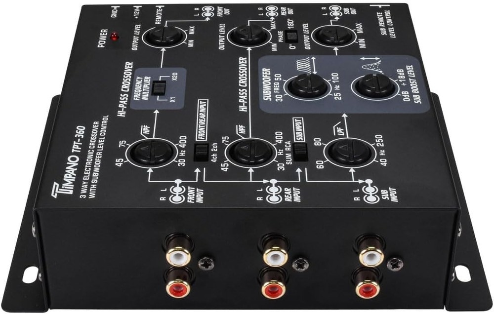 3-Way Electronic Crossover Remote Subwoofer Control Equalizer TPT-360