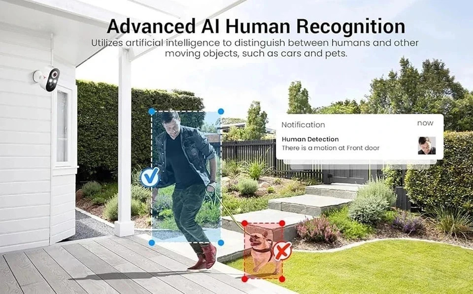 2 Pack Wireless Security Camera System Smart Night Vision Outdoor WiFi Cameras