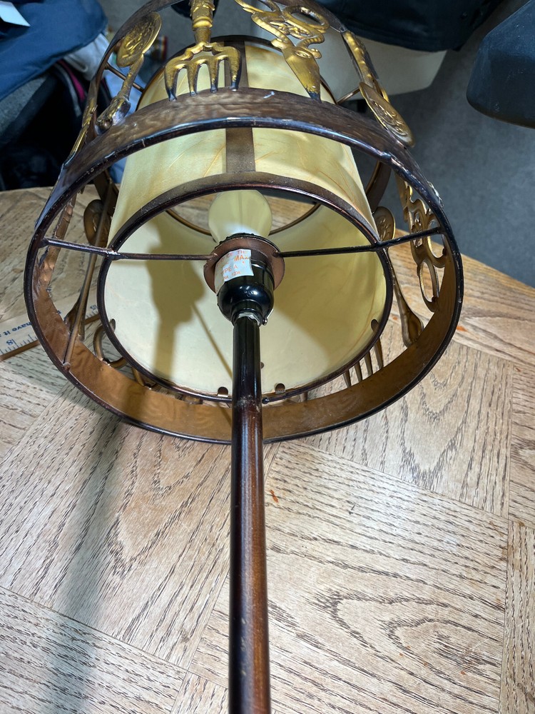 KITCHEN COPPER TABLE LAMP SPOON FORK SHEARS 24" TALL RARE UNIQUE