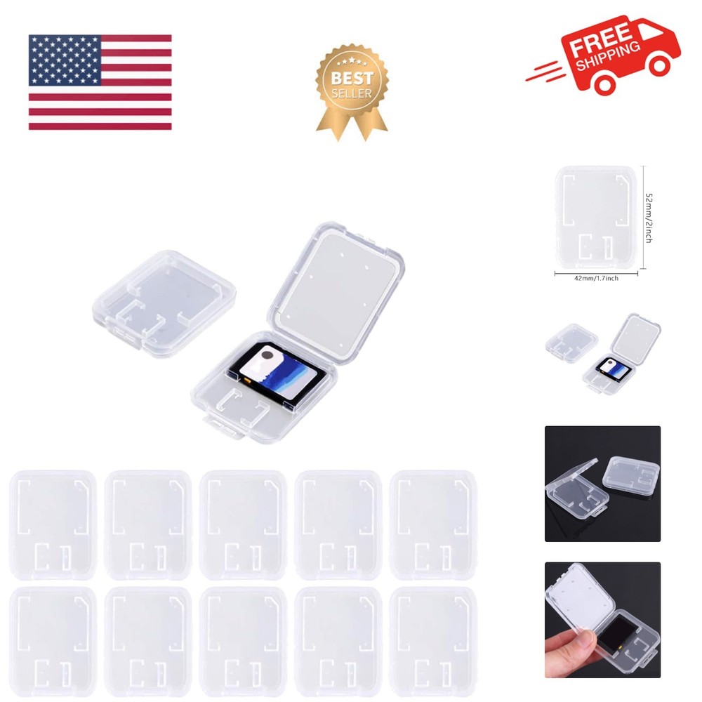 Clear Plastic Memory Card Case Compatible with SD SDHC SDXC Micro SD T-Flash ...