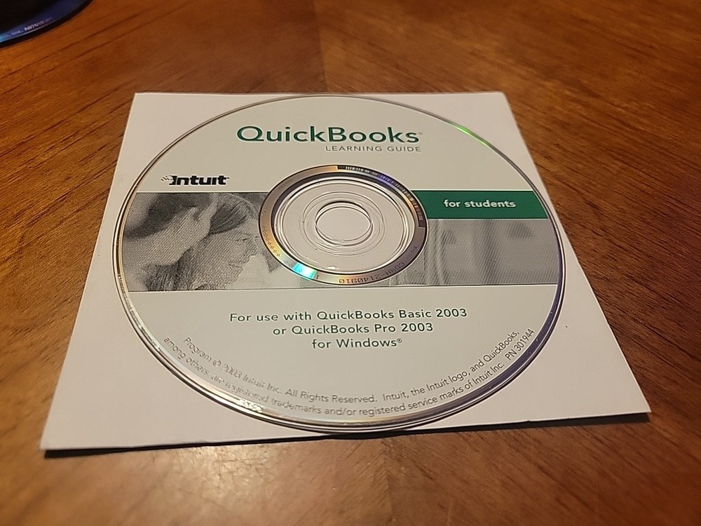 Quickbooks Learning Guide Students 2003 Intuit PC CD Rom Windows Loose Disc