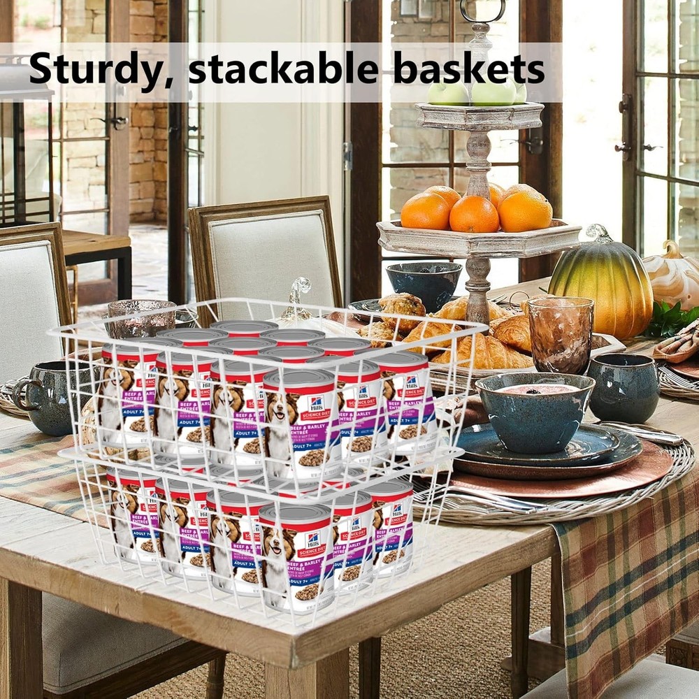 4 Pack Deep Freezer Organizer Bins Stackable Wire Basket for Organizing White