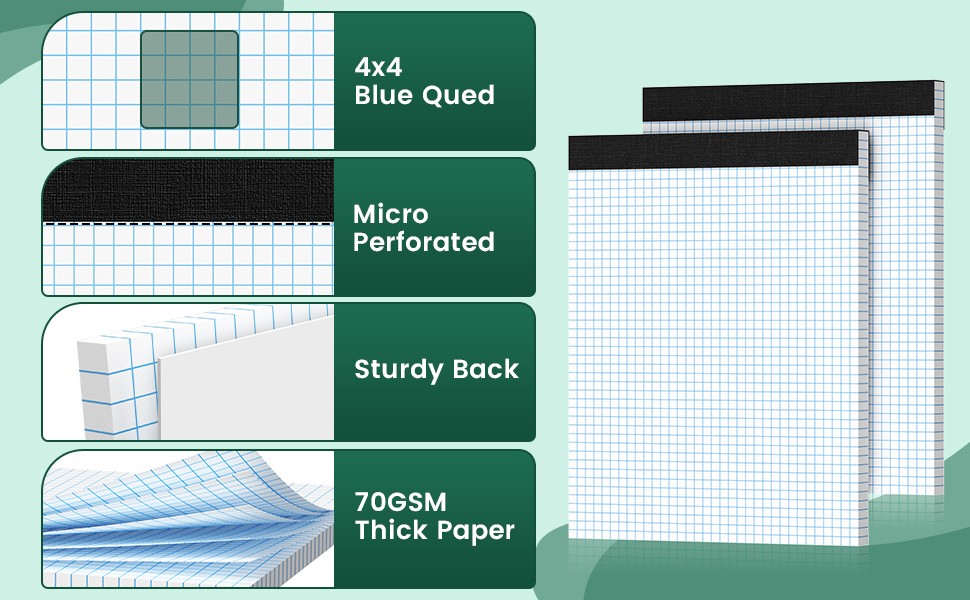 Graph Paper,Quad Ruled, Grid Paper Pad 8-1/, Grid Pad, Engineering