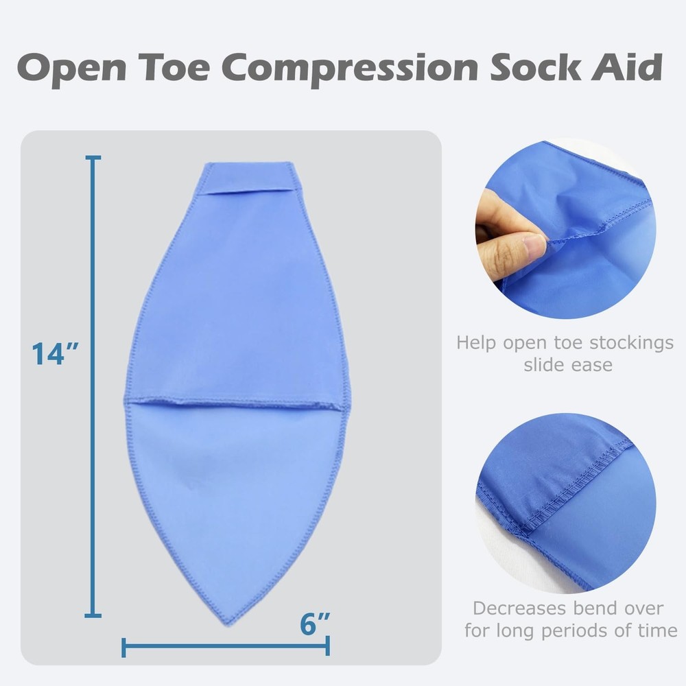 Open Toe Compression Sock Aid for Easy Slide - Slip Stocking 2 Pcs (Blue)