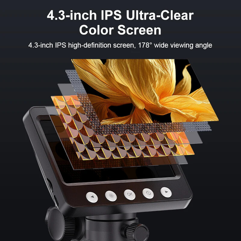 4.3'' Digital Microscope 1600X Magnification Electronic Welding Microscope 1080P