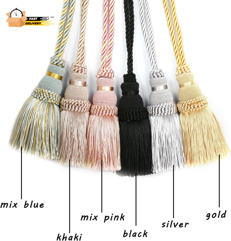 2 Pack Curtain Tie Backs Rope Tassels for Curtains Drape Tiebacks H