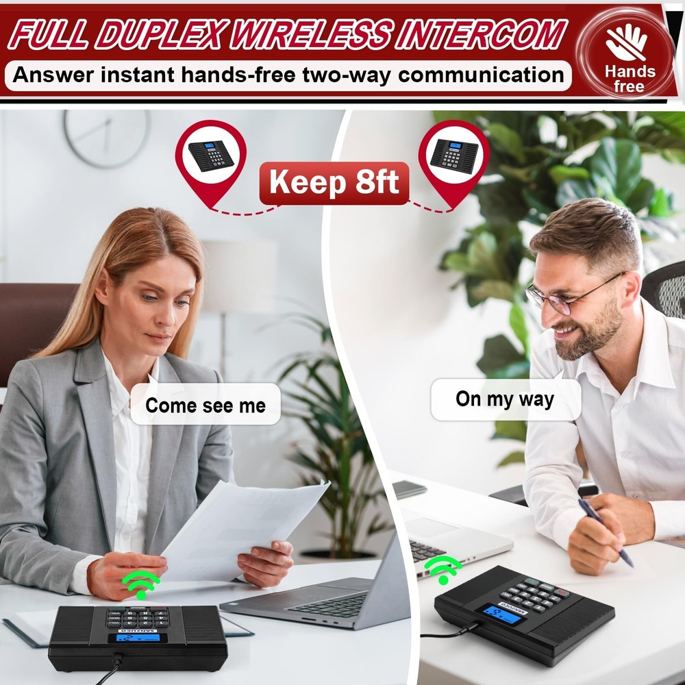 60D Intercoms Wireless for Home, 18 Channel Home Intercom System Supports Two...