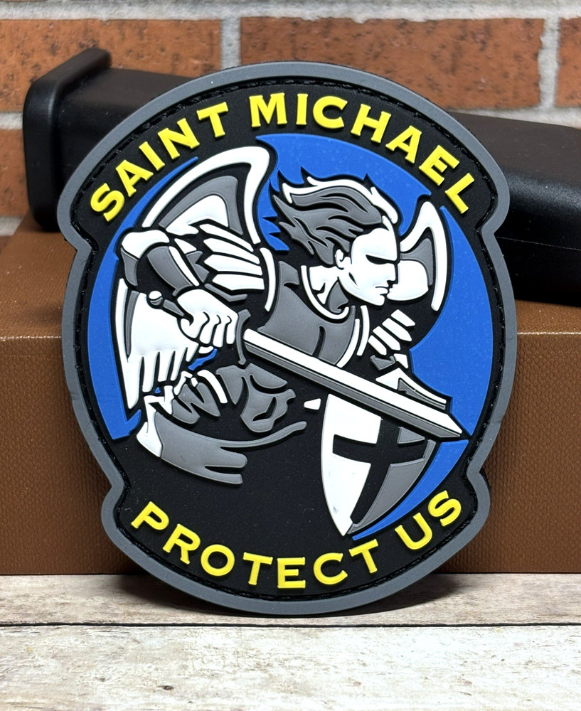 PVC Tactical Morale Patch - Saint Michael Patch - Hook Backed Military Gun Patch
