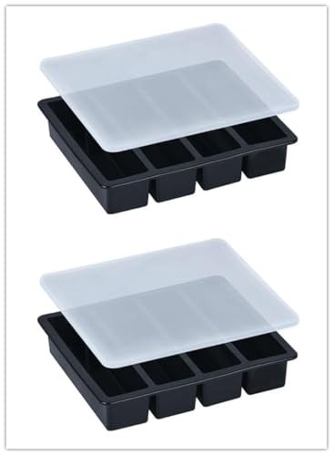 LONGFITE Large and Long Ice Cube Tray 2 Pack Silicone Freezing Container