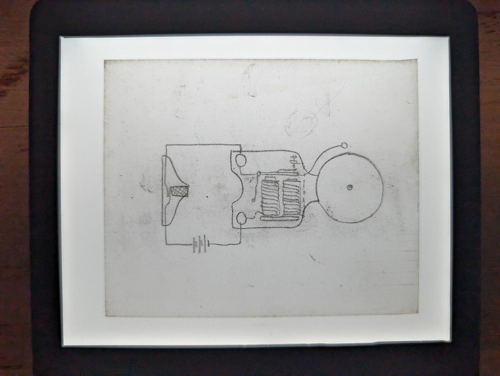 Hand Drawn Glass Slide Magic Lantern Teaching Electric Bell Schematic