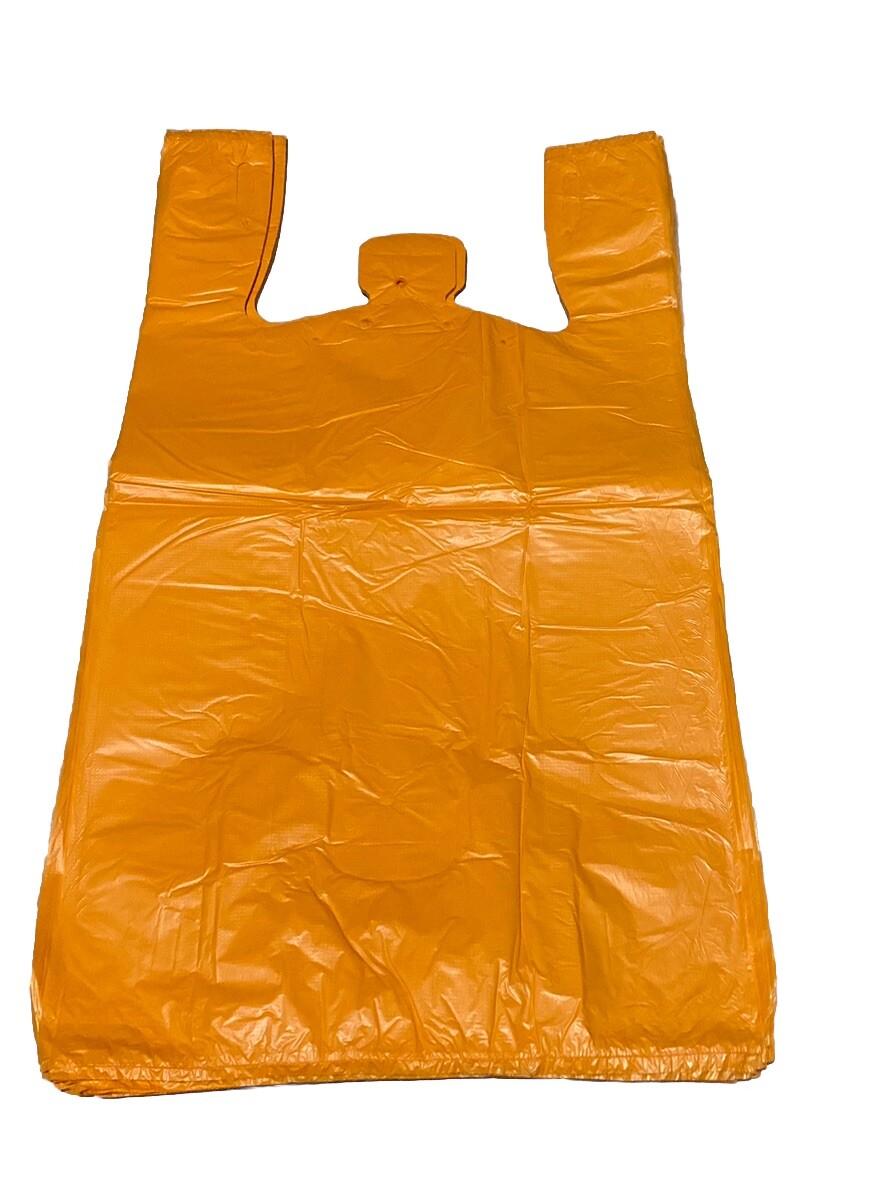 Bags 1/6 Large 21 x 6.5 x 11.5 Orange T-Shirt Plastic Grocery Shopping Bags 0.51