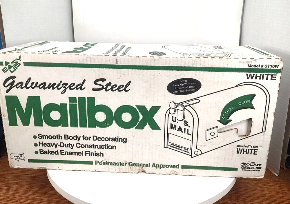 Galvanized Steel Mailbox White Standard Model #ST10W Postmaster Approved NIB