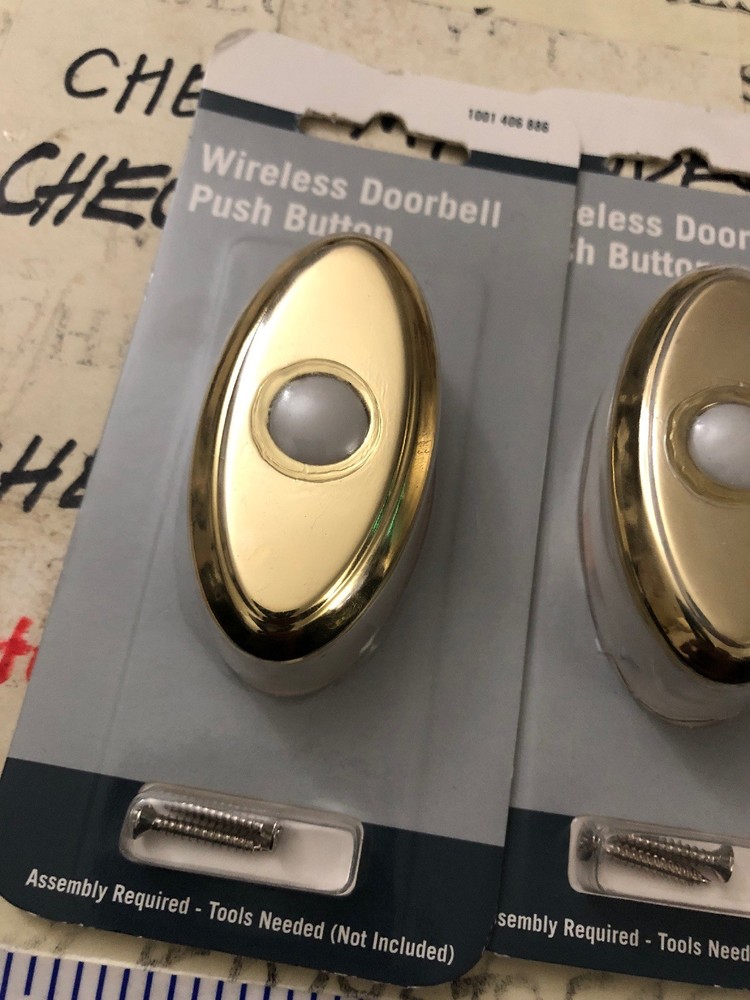 3XWireless Battery Powered Doorbell Push Button No Wiring Lights up when Pressed