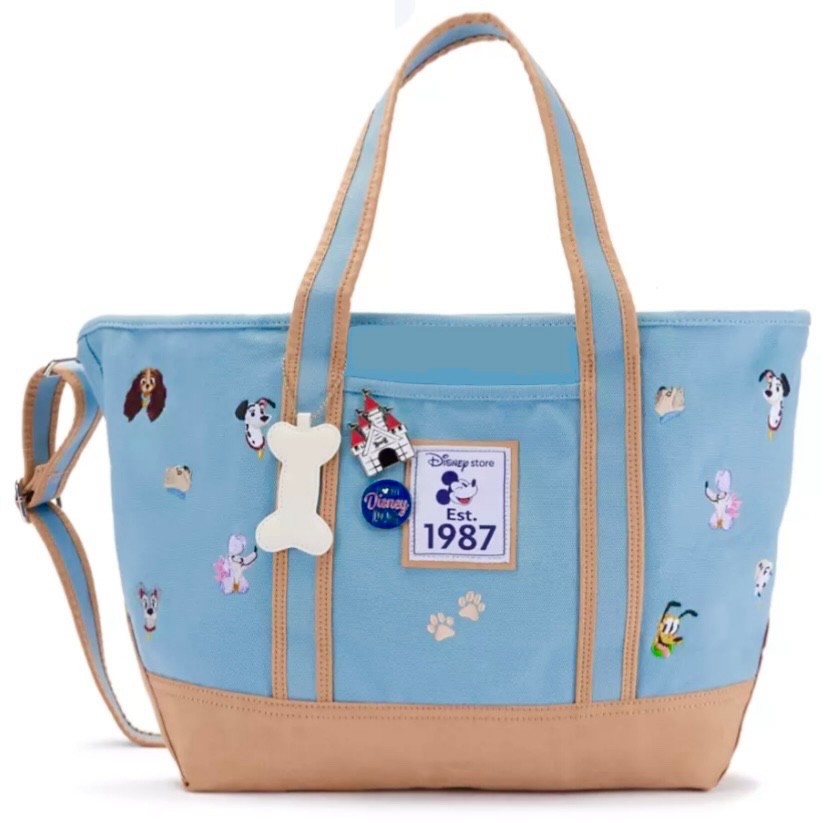 2026 DISNEY THE DISNEY STORE EST 1987 DOGS LARGE CANVAS TOTE BAG & LAPEL PIN SET