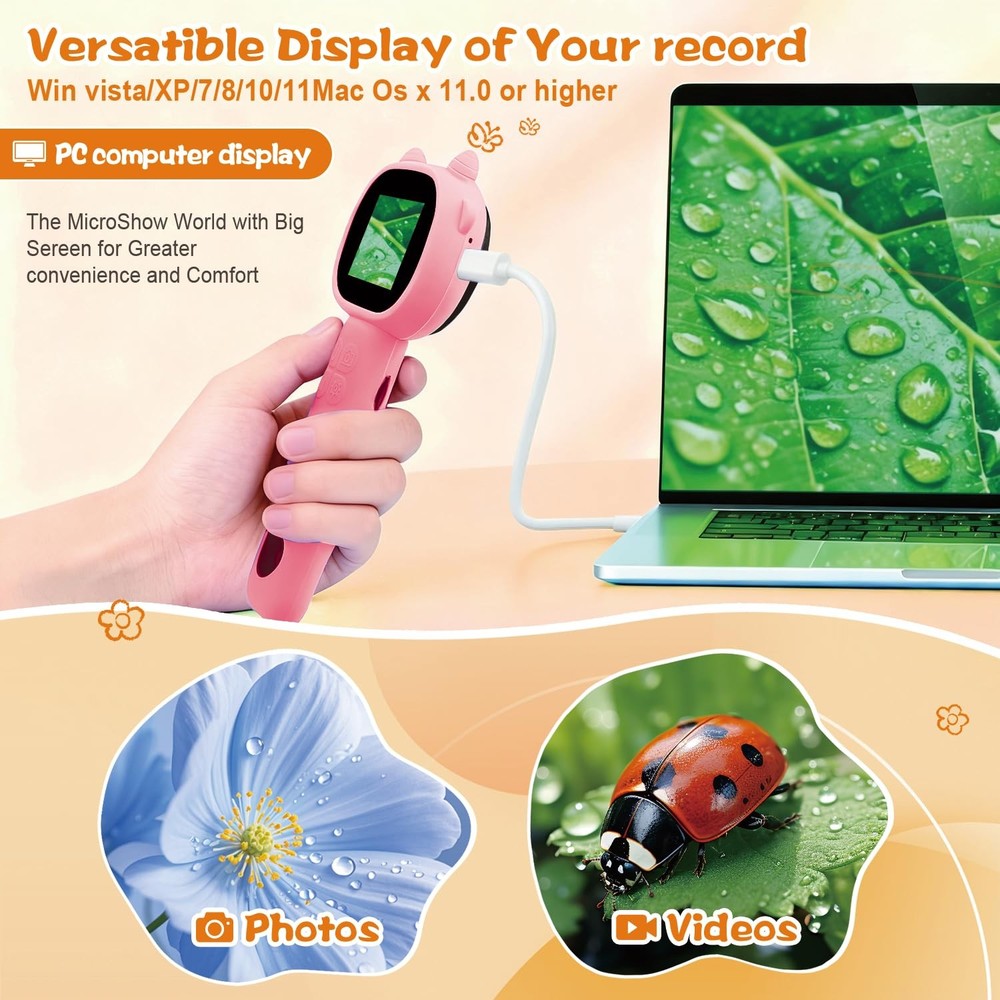 Microscope for - 2.4" Screen Mini Pocket Handheld Microscope for Toddlers-STE...