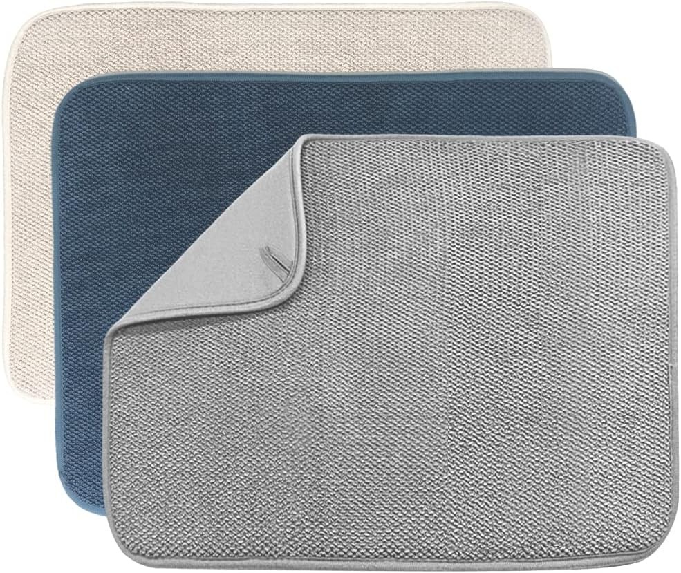 Dish Drying Mat, Absorbent Microfiber Dishes Drainer Mats for Kitchen