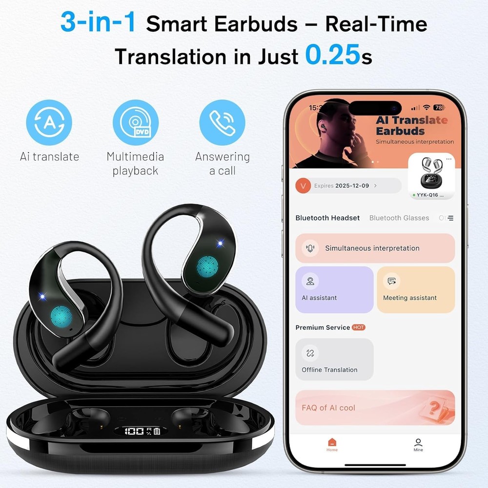 Auriculares De Traducción 144 Idiomas Traductor Voz Audifonos Para Android/iOS