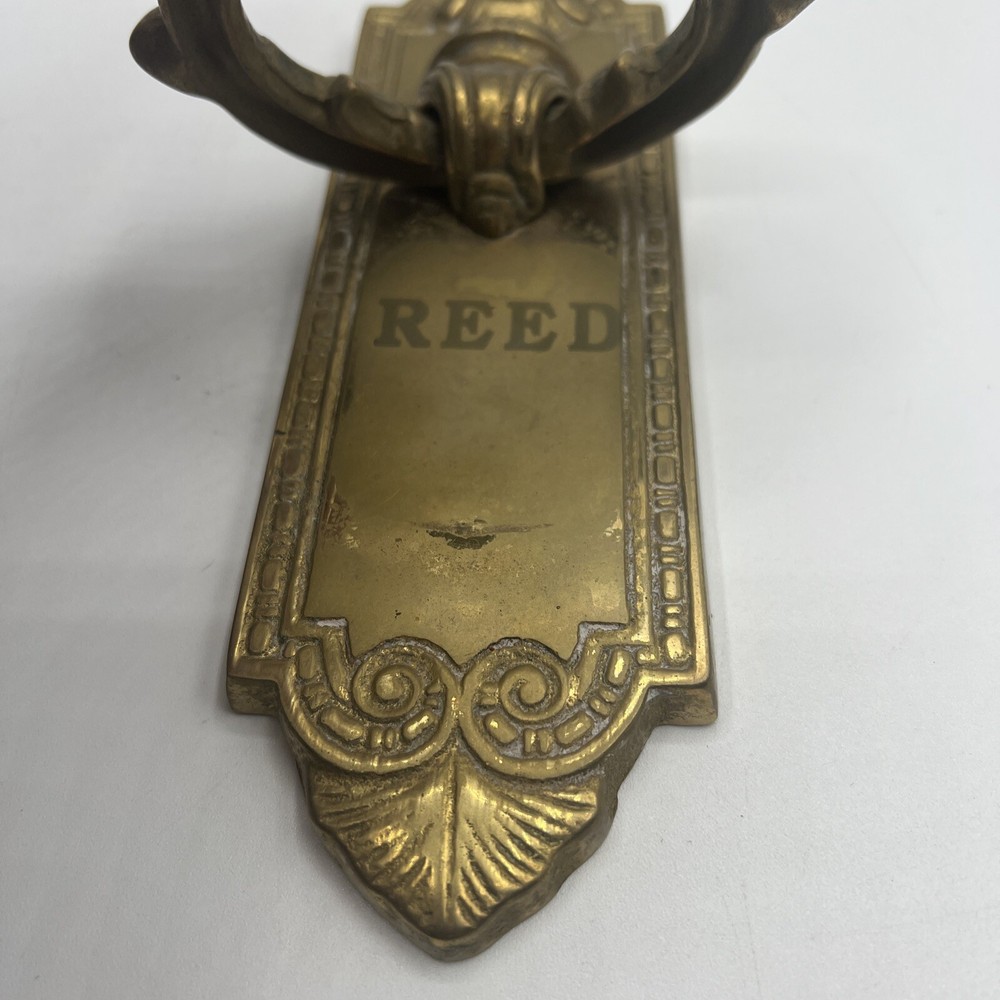 Brass Door Knocker Monogrammed Reed Antique