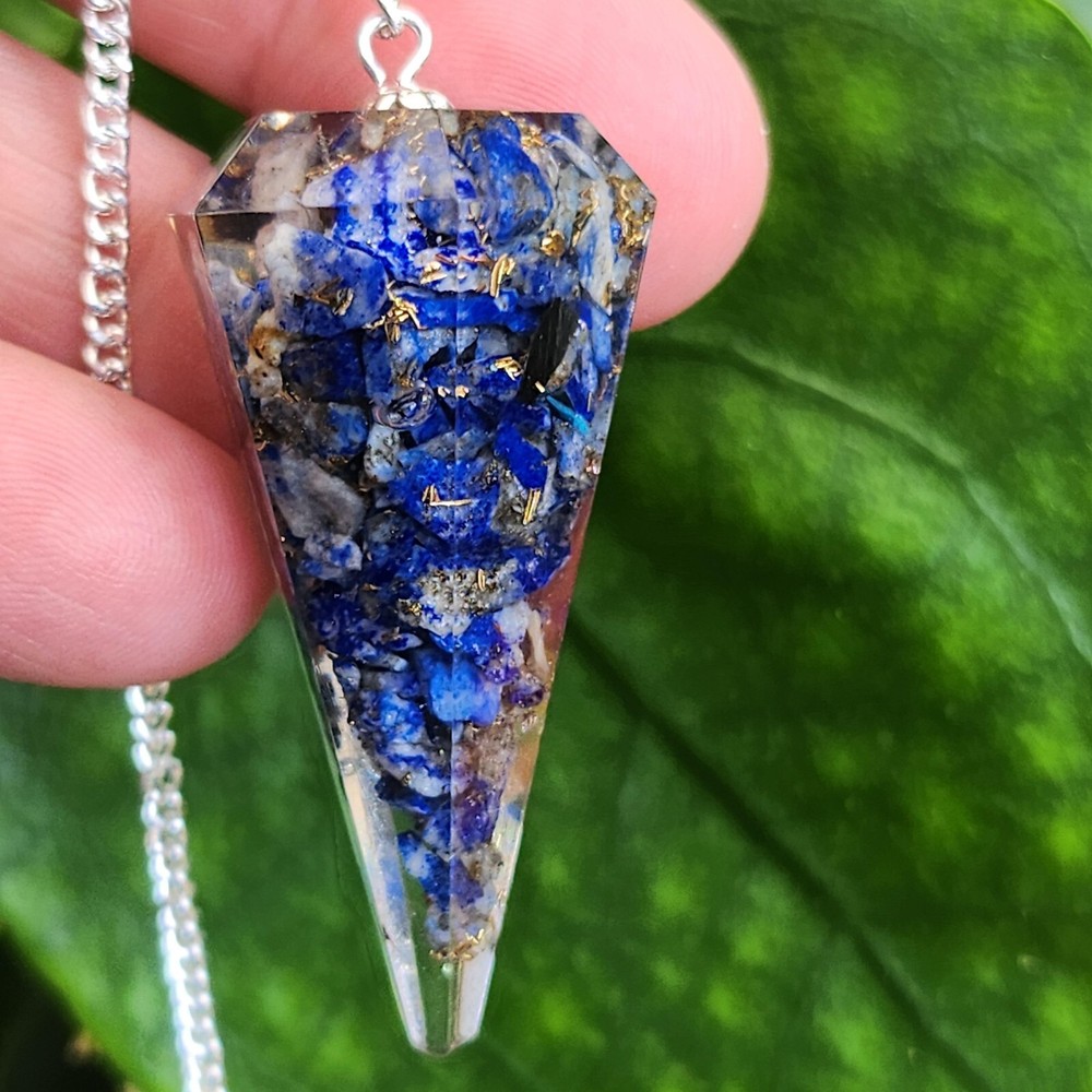 Lapis Lazuli Pendulum Dowser Orgone Gemstone Crystal EMF Protection Dowsing