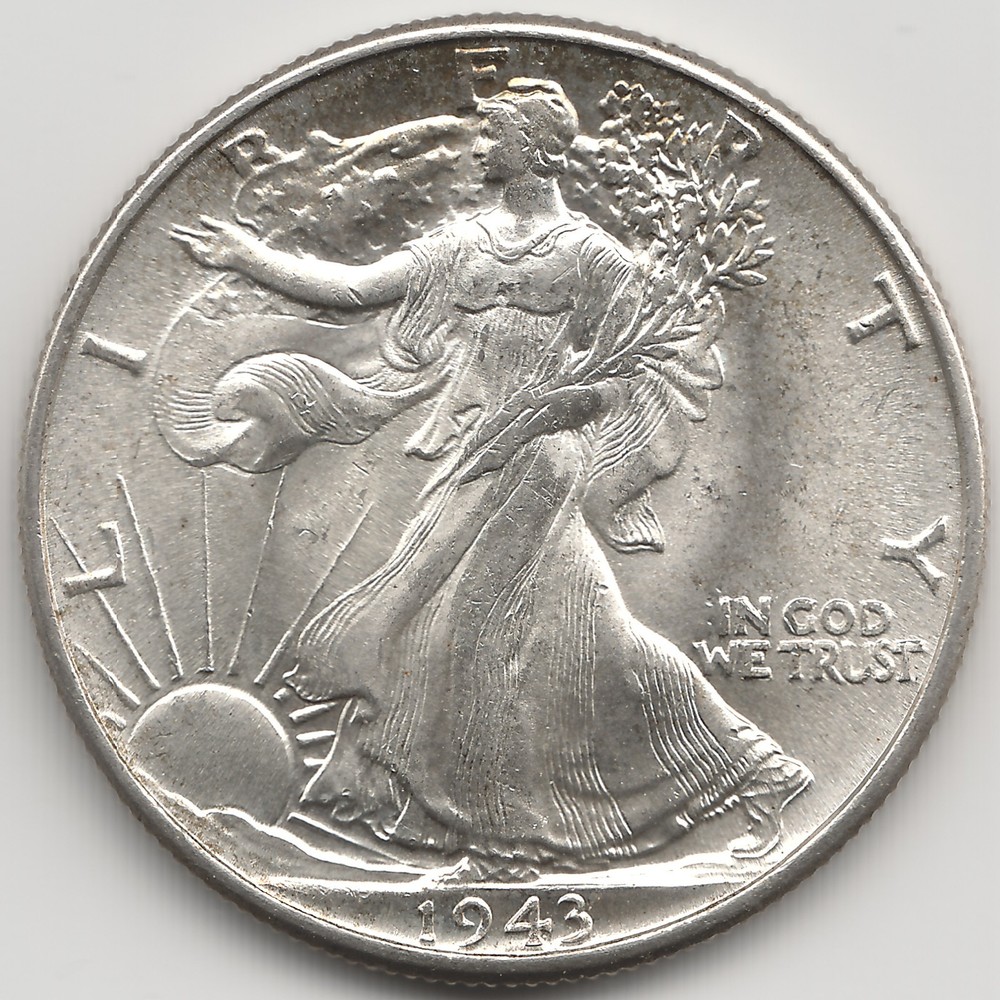 1943 Walking Liberty Half Dollar, MS