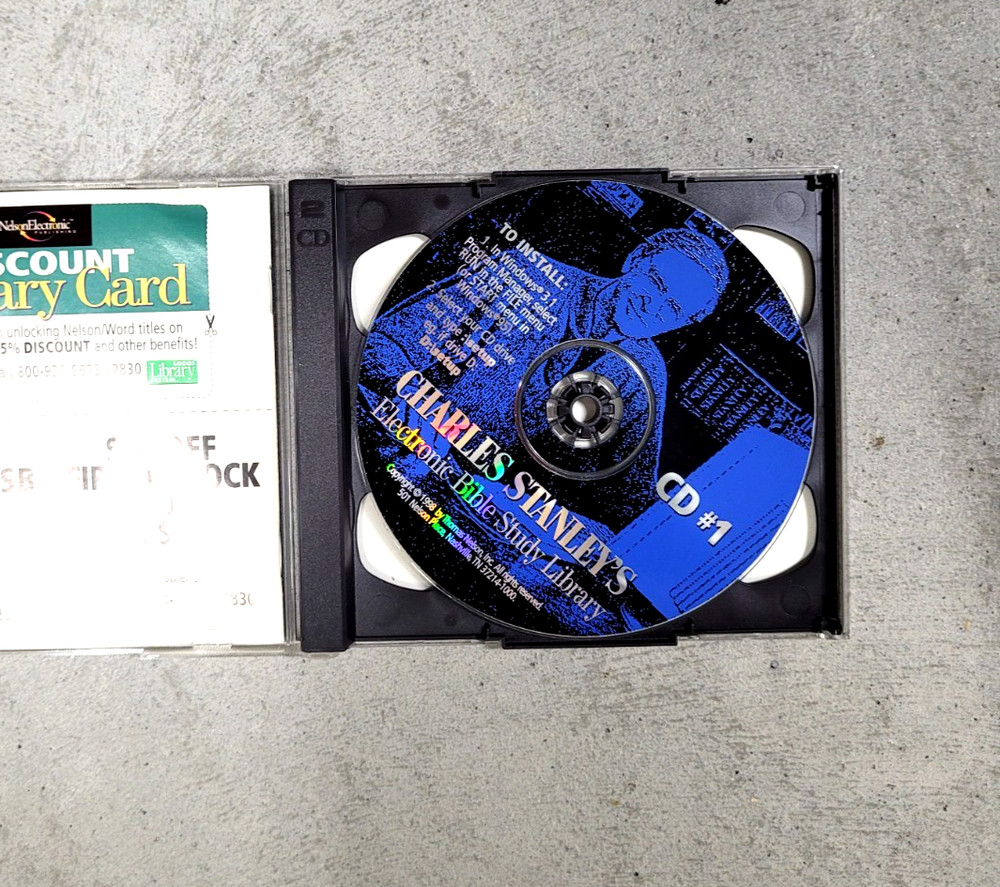 Charles Stanley Electronic Bible Study Library Quick Start Guide 2 CD 1998 Rare