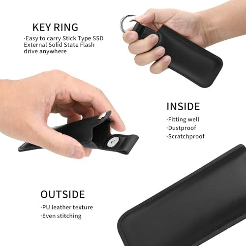 Microfiber Leather Solid State Flash Drive Case, Large USB Flash Drive Holder