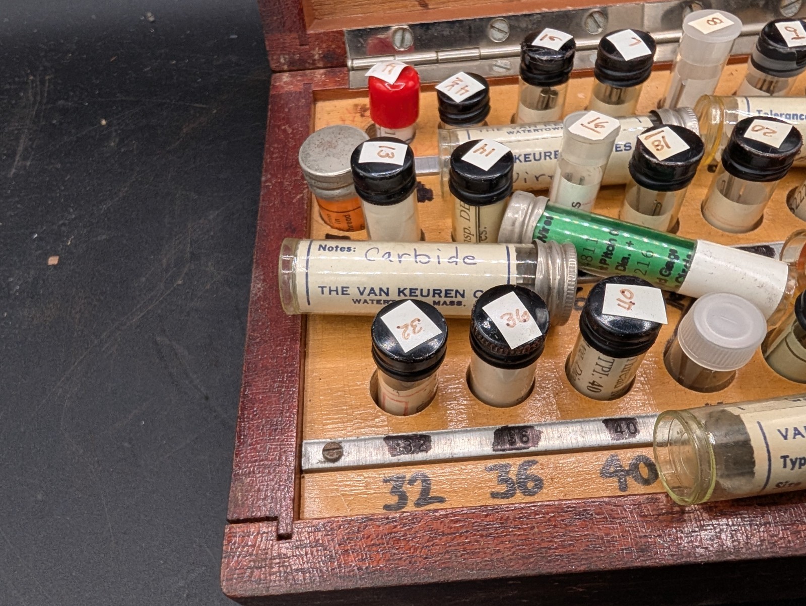 Vintage MACHINIST Set of Van Keuren And Other Measuring Wire Thread Set in Case