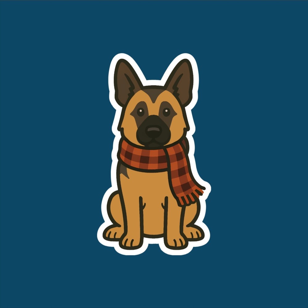German Shepherd in Scarf Sticker