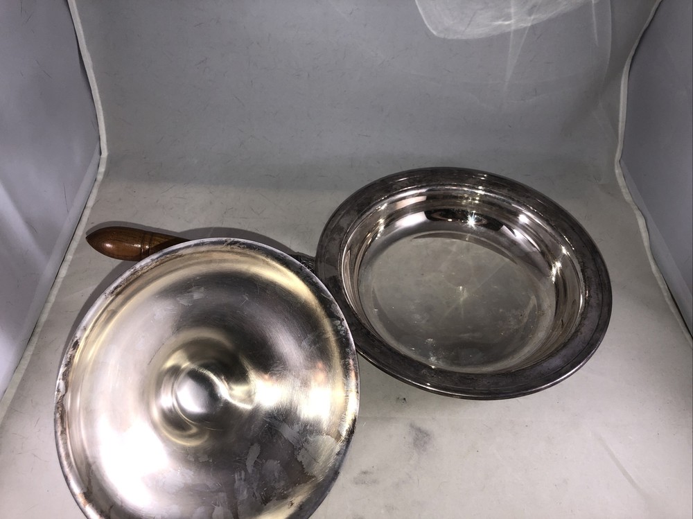 Gorham Silverplate Covered Serving Dish With Long Wood Handle