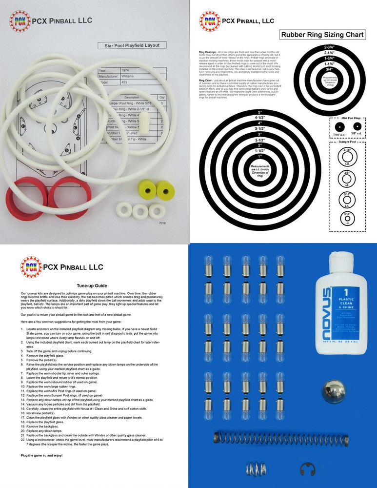 1974 Williams Star Pool Pinball Machine Basic Tune-up Kit