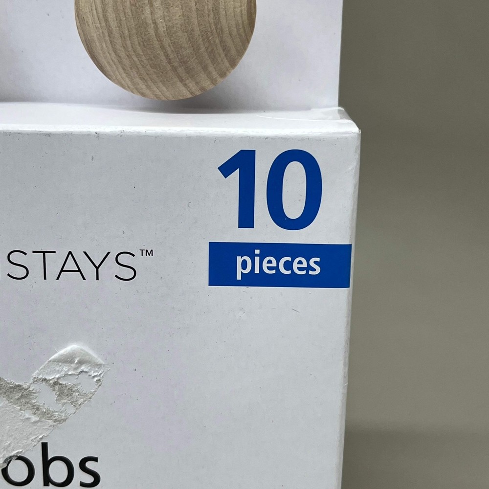 MAINSTAYS (2 PACK, 10 KNOBS EACH) Round Cabinet Knobs 1-1/2" Dia Unfinished Wood