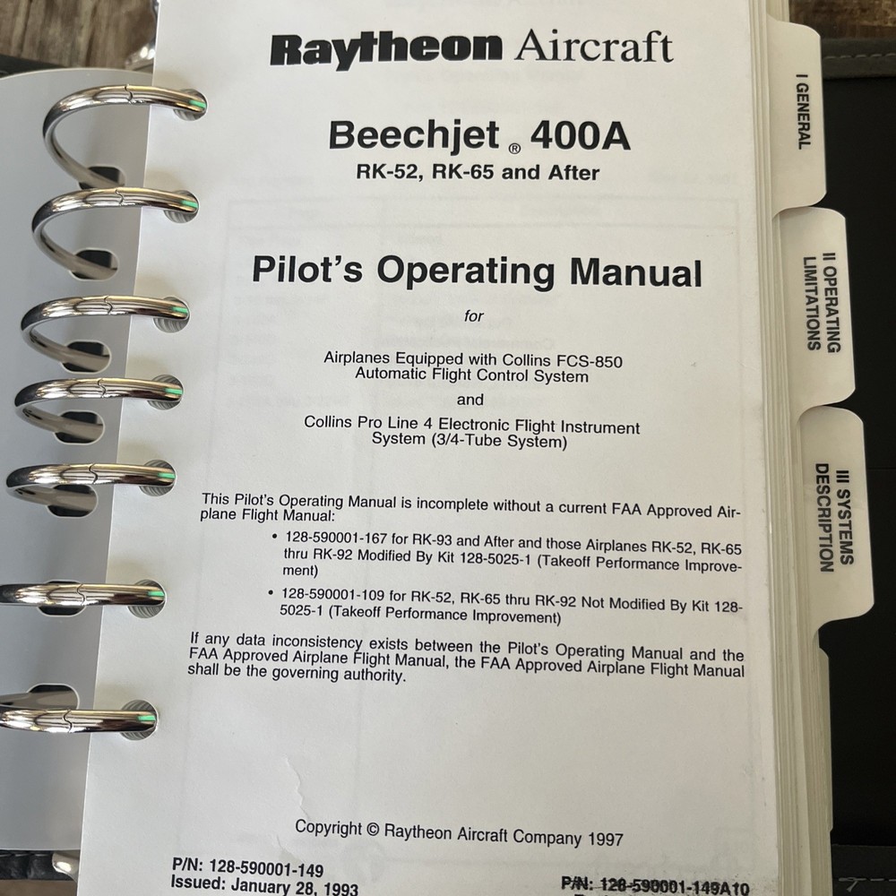 Beechjet 400A Pilot's Operating Manual USED