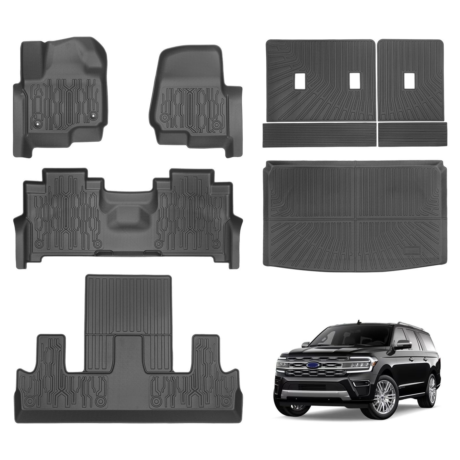 Floor Mats & Cargo Liner for 2018-2024 Ford Expedition MAX (Only Fit 7 Seats)...