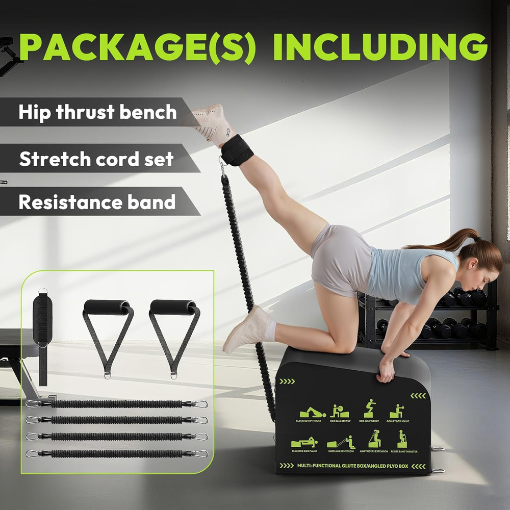HANDBODE Hip Thrust Bench, Multi-Functional Slip-Free Hip Thrust Machine for Glu