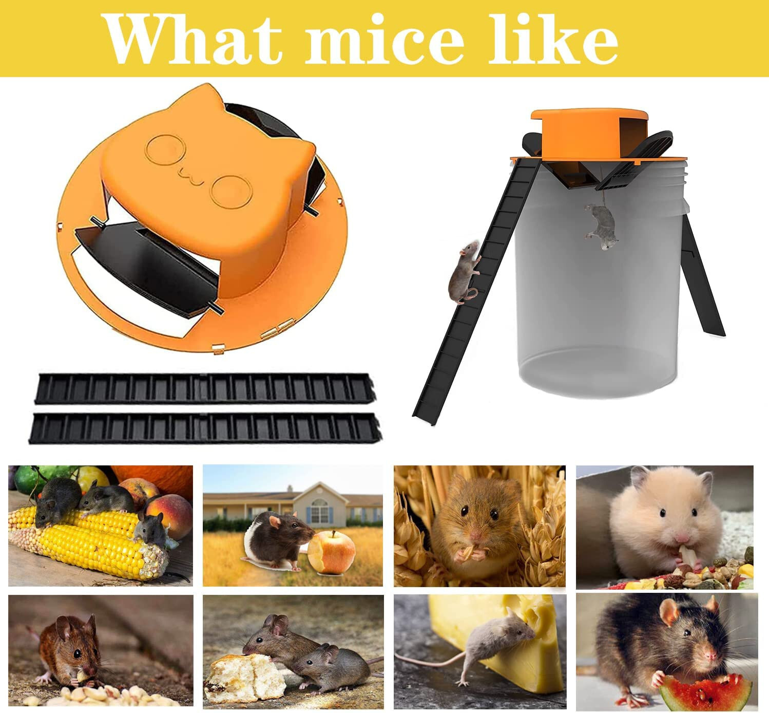 2Pack Black Slide Bucket Lid Mouse Rat Trap Bucket Mousetrap Catcher US NEW