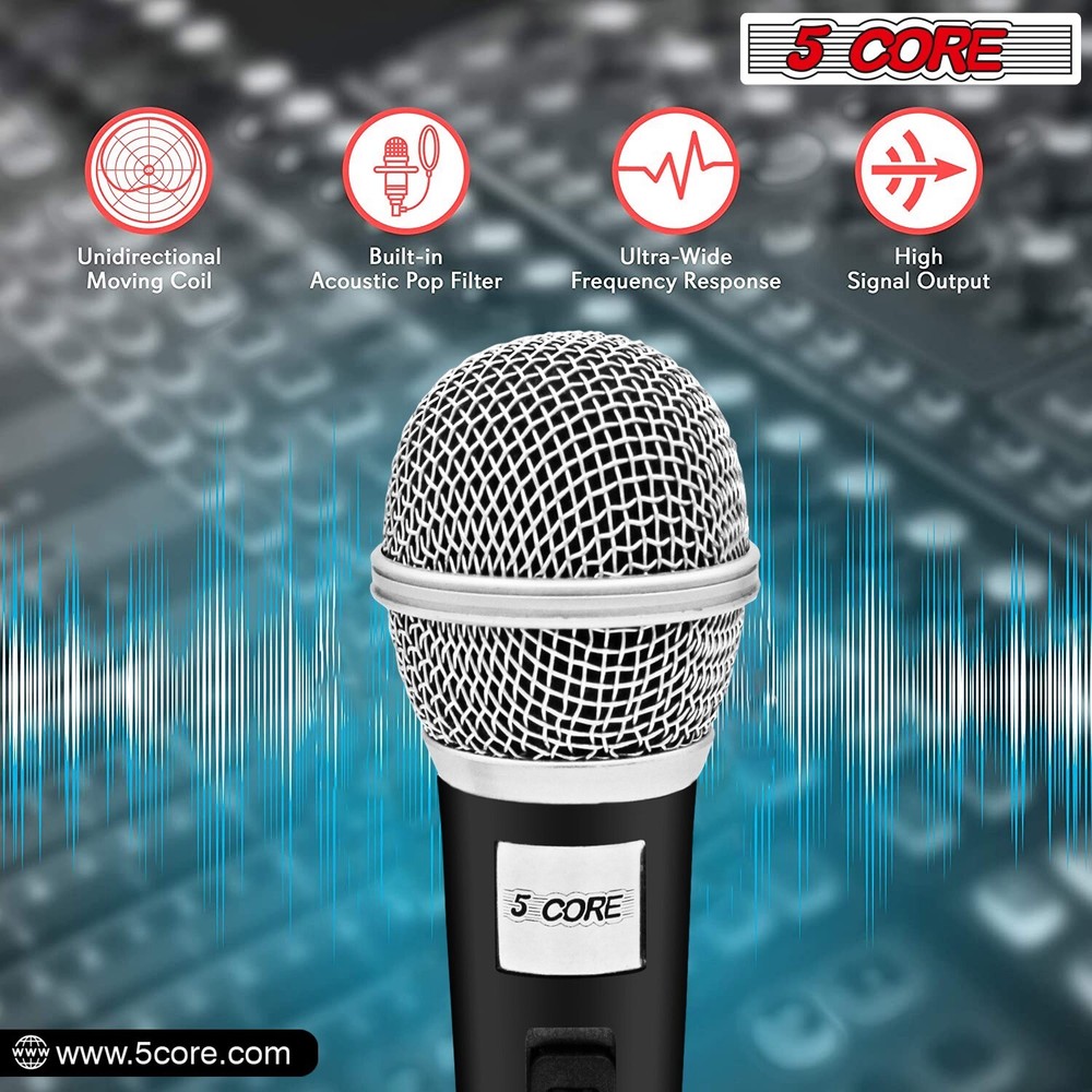 5Core Premium Vocal Dynamic Cardioid Handheld Microphone Unidirectional Mic