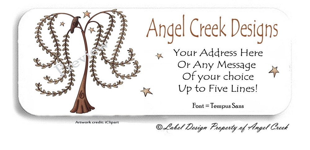 Primitive Country Willow Tree Crow Star Personalized Return Address Labels