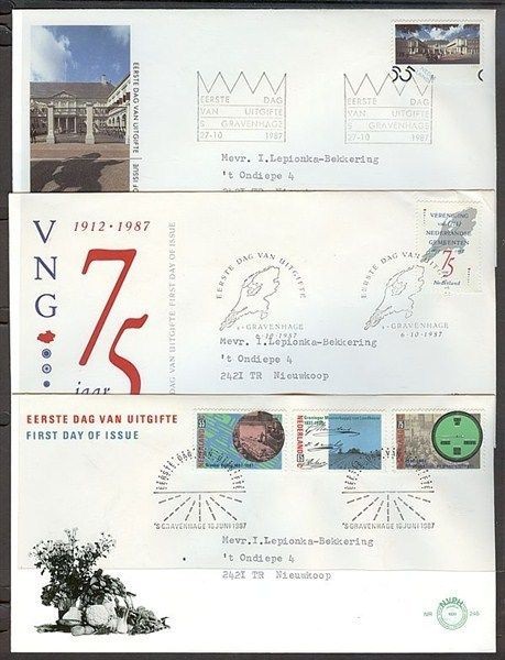 NETHERLANDS 1987 FDC’s (x7) (ID:383/D27648)
