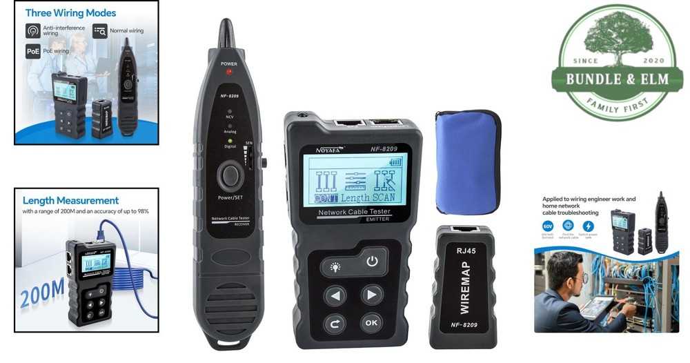Multi-Cable Tester with NCV & LED Light - Ideal for Ethernet & Phone Lines