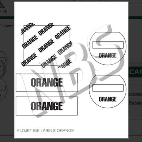 FLOJET BIB LABELS ORANGE # CP051456