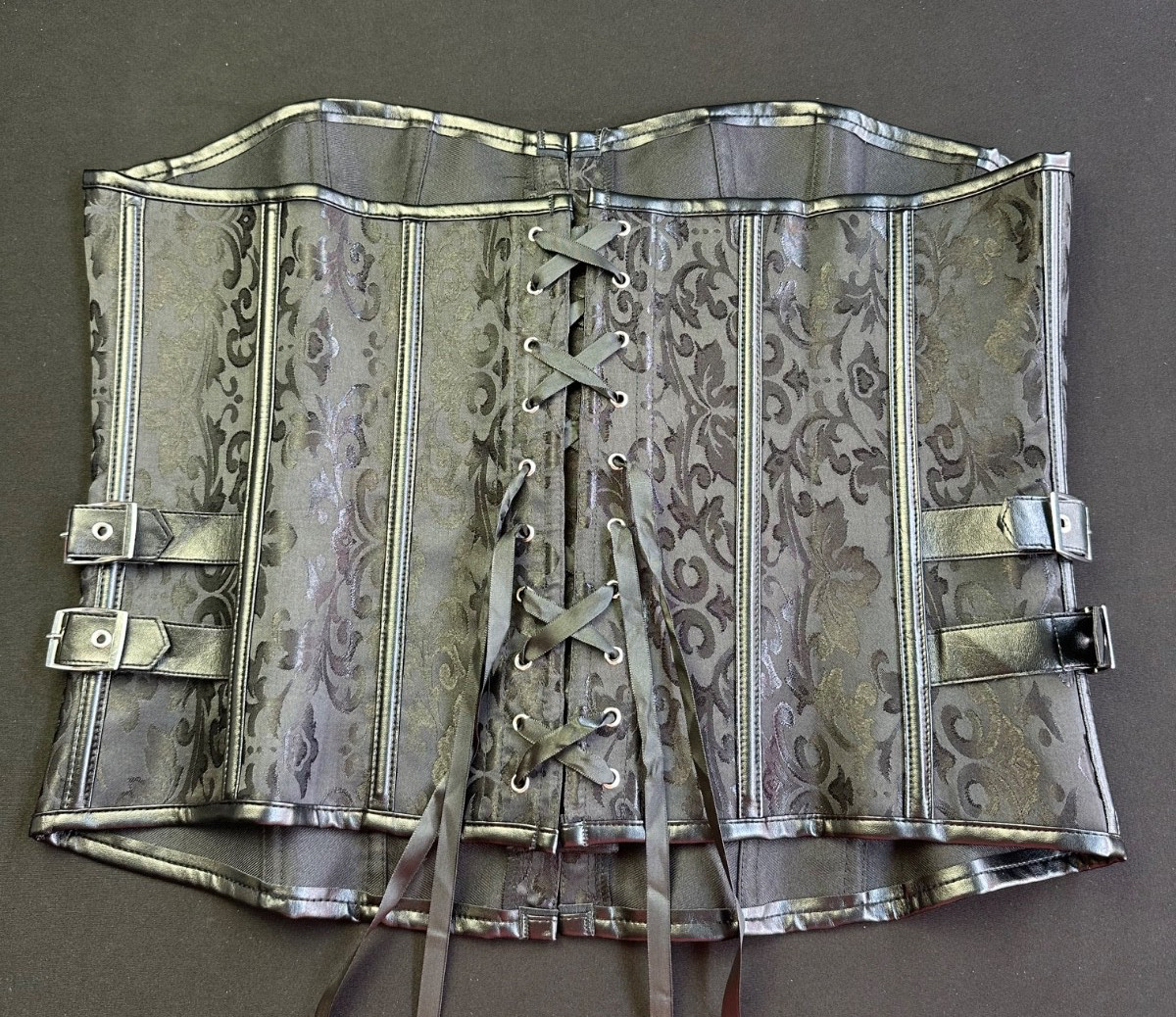 Black Lace Corset Top XXL LaceUp Whimsigoth Renaissance Vamp Witchy Bustier Goth