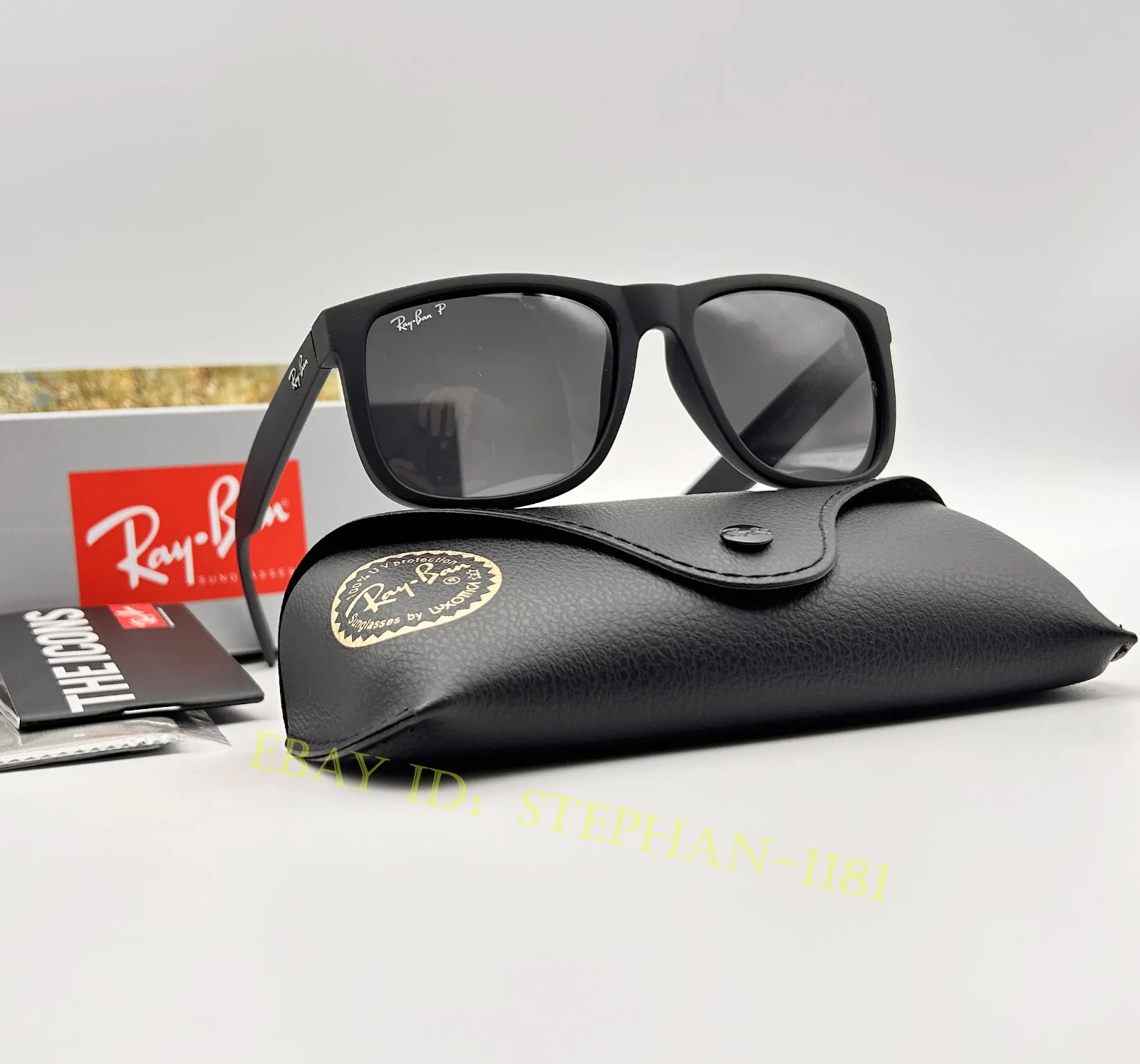 Ray-Ban Justin RB4165 622/2V Polarized Sunglasses Matte Black Grey Lens 54mm