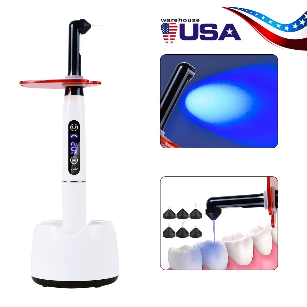Potable Wireless LED Curing Light 1 Second with 7 Working Head Lens 2400mW/cm2